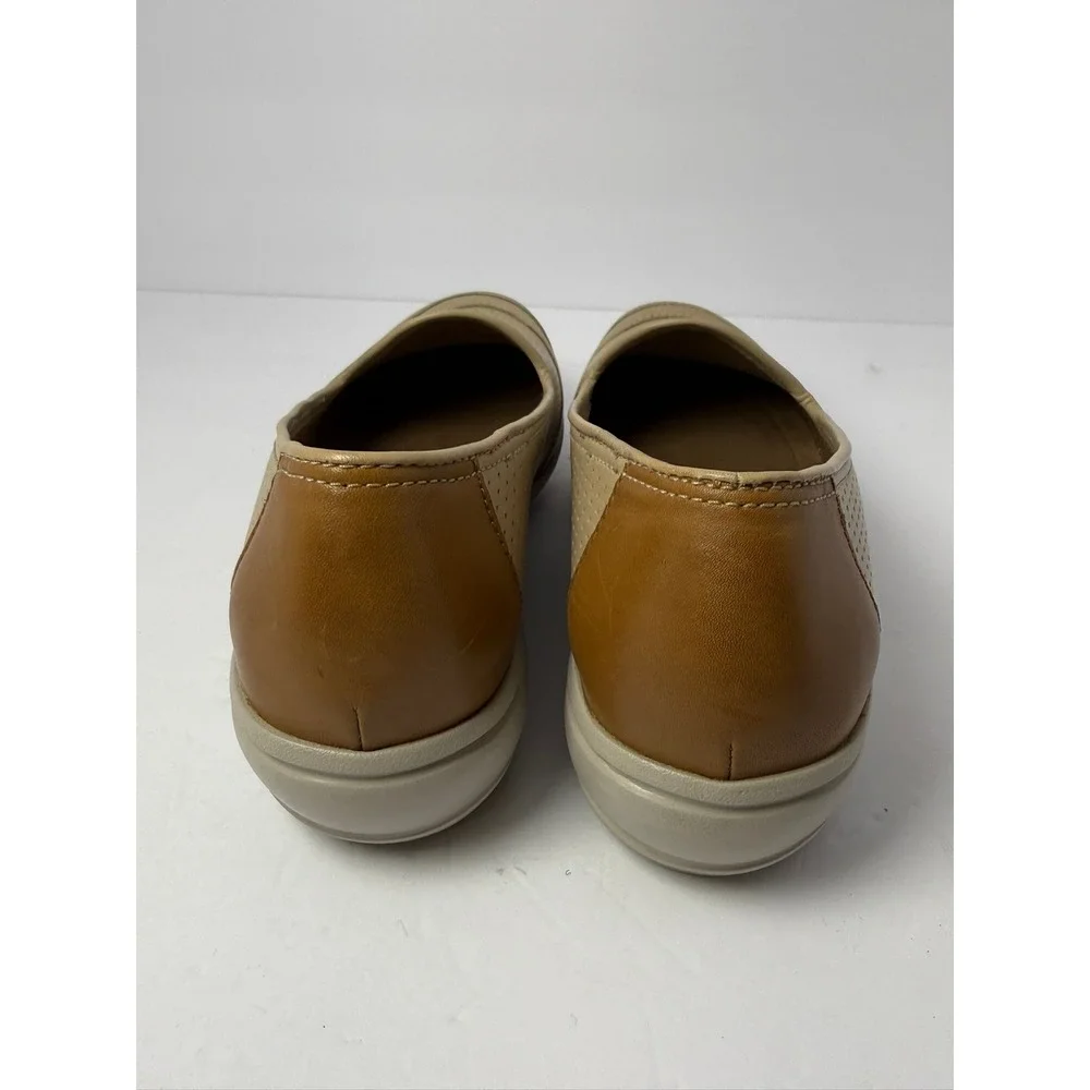 Dansko Tan Perforated Leather Wedge Loafers Shoes Womens Size 36 5.5-6